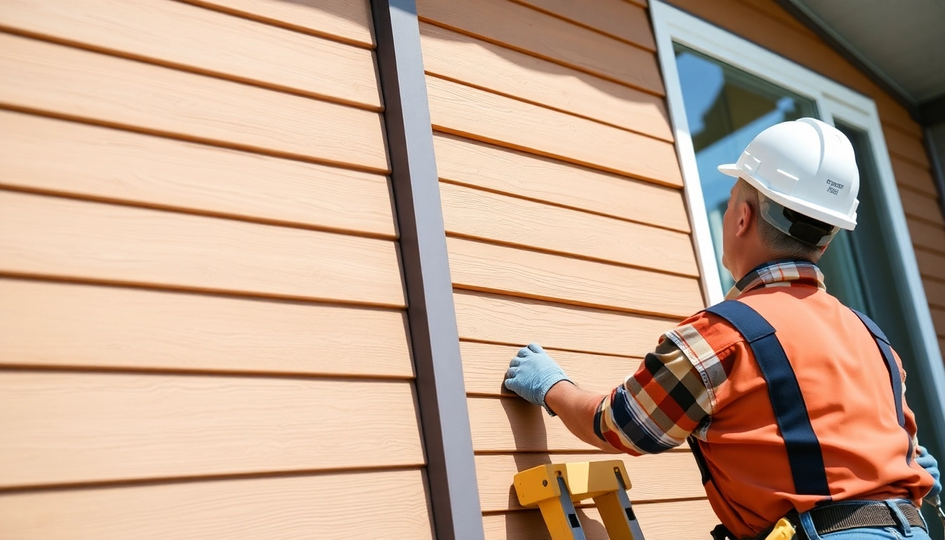 Siding contractor installing durable vinyl siding on a residential home with expert precision