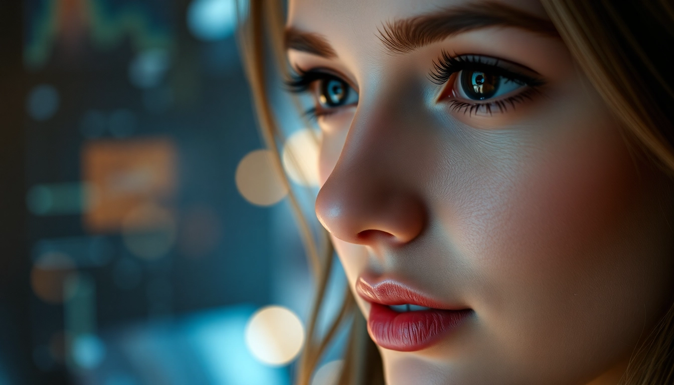 AI girlfriend interacting via a lifelike holographic interface, highlighting advanced digital companionship for immersive chat experiences.